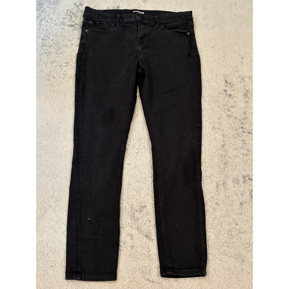 Express Womens Mid Rise Legging Jeans Black Stretch Skinny Denim Size 8S 8C